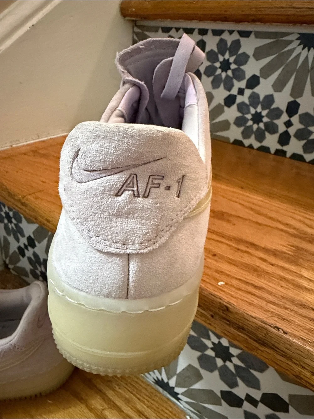 Nike Women’s Lavender Suede Platform Sneakers with Cream Swoosh